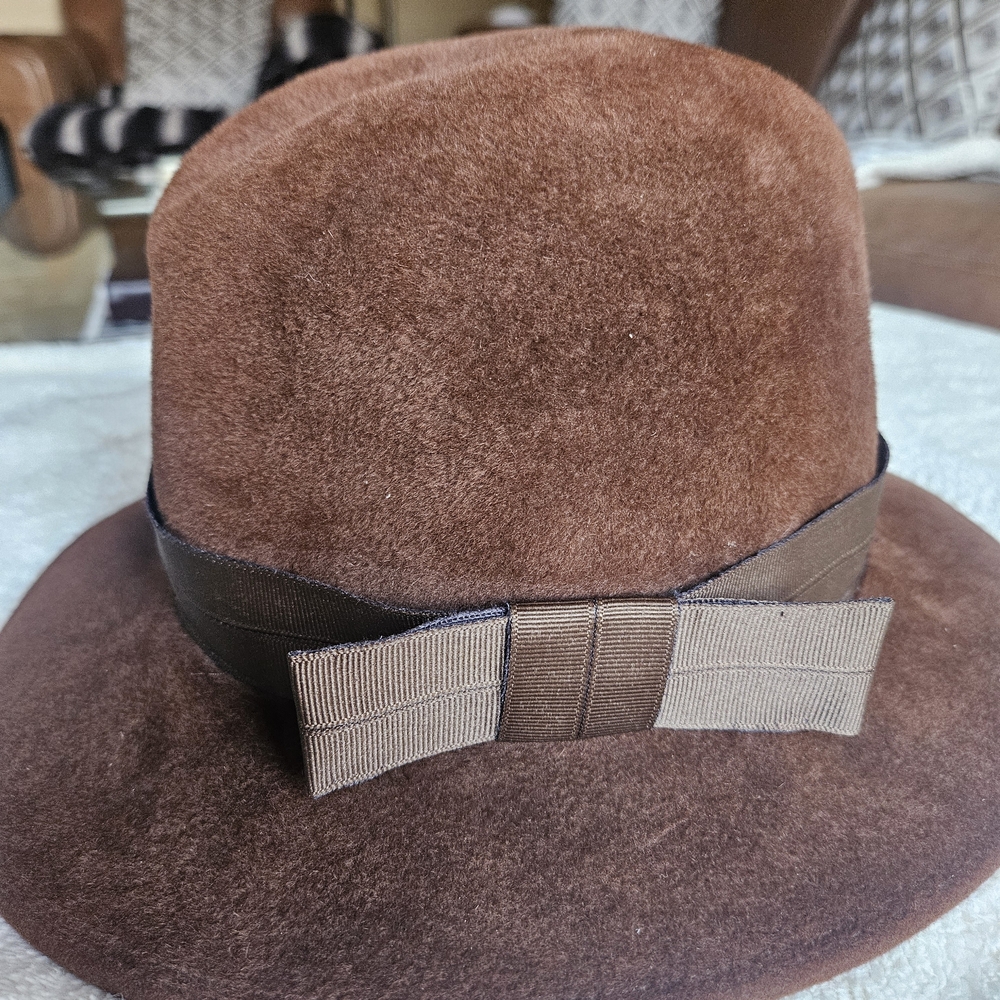 Vintage MadCap 100% Wool Brown Women's Hat with Ribbon Detail - Picture 2 of 6